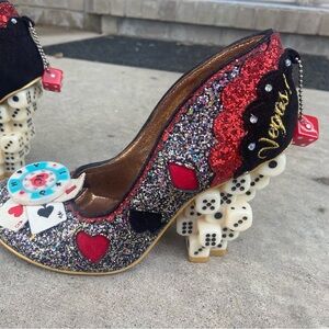 Irregular Choice Glitter Dice Heels - Red and Black